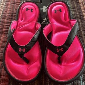 Hot Pink & Black Satin Flip Flops
